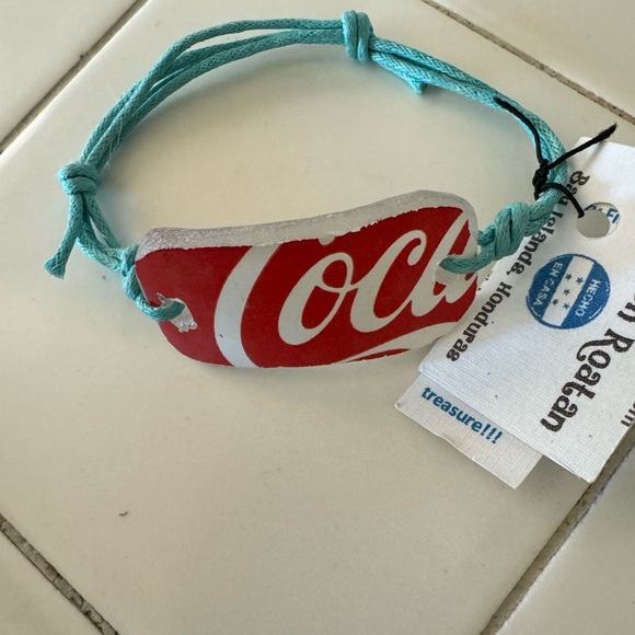 Adjustable Recycled Coca-Cola Bracelet Made On Roatan Honduras. One Of A Kind.